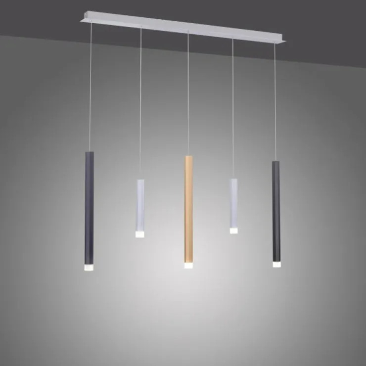 Luminaires Paul Neuhaus Éclairage Led|Suspension Paul Neuhaus PURE-GEMIN LED Aluminium, Laiton, Noir, 5 lumières