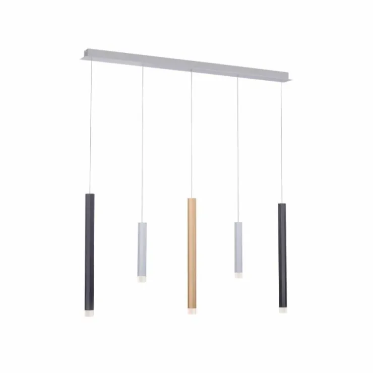 Luminaires Paul Neuhaus Éclairage Led|Suspension Paul Neuhaus PURE-GEMIN LED Aluminium, Laiton, Noir, 5 lumières
