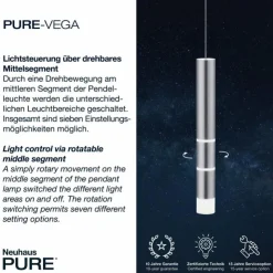 Luminaires Paul Neuhaus Éclairage Led|Suspension Paul Neuhaus PURE-VEGA LED Aluminium, 7 lumières
