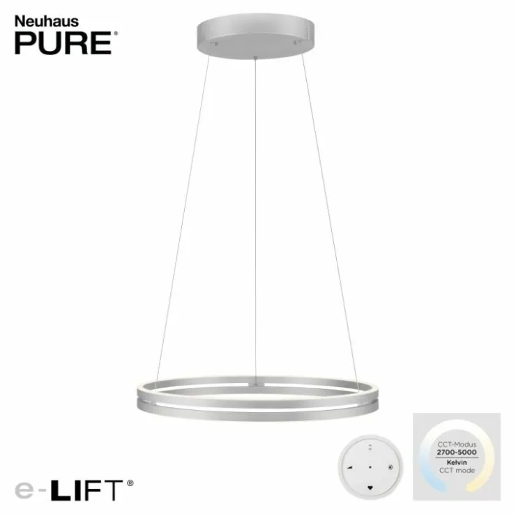 Luminaires Paul Neuhaus Éclairage Led|Suspension Paul Neuhaus PURE E-LOOP LED Argenté, 2 lumières, Télécommandes