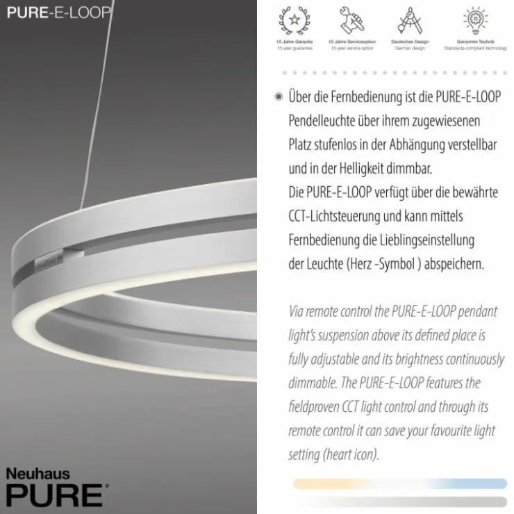 Luminaires Paul Neuhaus Éclairage Led|Suspension Paul Neuhaus PURE E-LOOP LED Argenté, 2 lumières, Télécommandes
