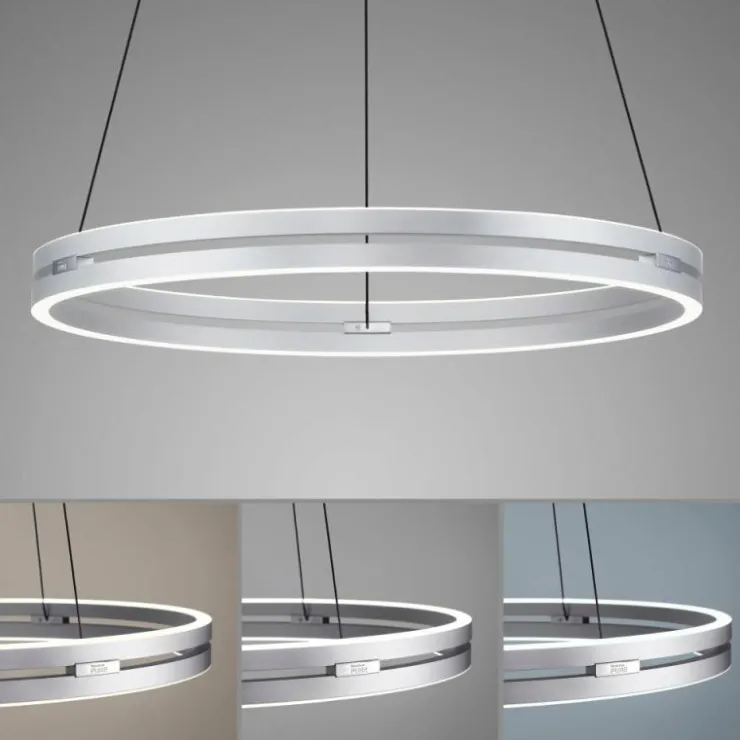 Luminaires Paul Neuhaus Éclairage Led|Suspension Paul Neuhaus PURE E-LOOP LED Argenté, 2 lumières, Télécommandes