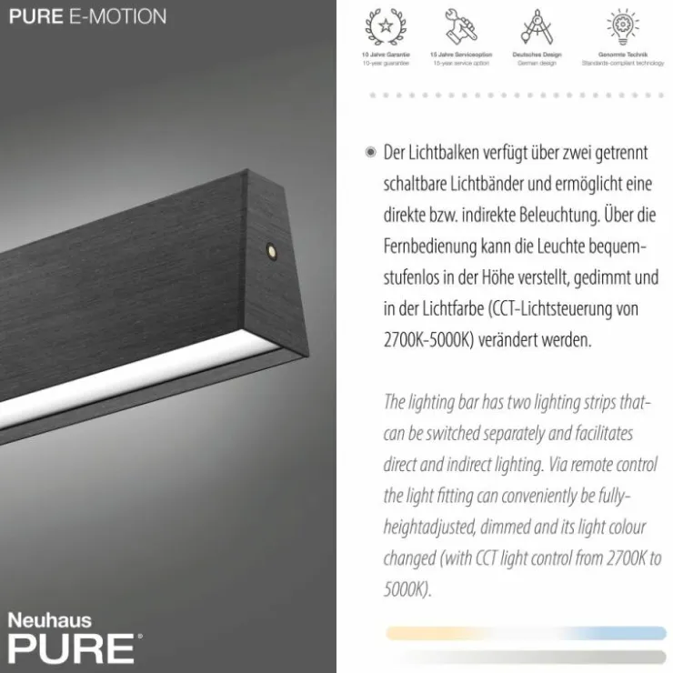 Luminaires Paul Neuhaus Éclairage Led|Suspension Paul Neuhaus PURE E-MOTION LED Gris, 1 lumière, Télécommandes