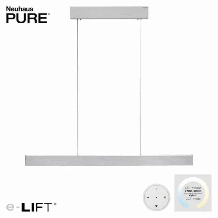 Luminaires Paul Neuhaus Éclairage Led|Suspension Paul Neuhaus PURE E-MOTION LED Argenté, 1 lumière, Télécommandes