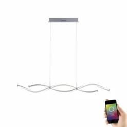 Suspension Paul Neuhaus Q-MALINA LED Nickel mat, 2 lumières, Télécommandes