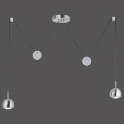 Suspension Paul Neuhaus Q-ADAM LED Acier inoxydable, 2 lumières, Télécommandes, Changeur de couleurs