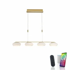 Suspension Paul Neuhaus Q-ETIENNE LED Laiton, 4 lumières, Télécommandes