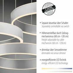Luminaires Paul Neuhaus Éclairage Led|Suspension Paul Neuhaus SCULLI LED Argenté, 2 lumières