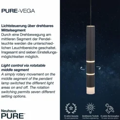 Luminaires Paul Neuhaus Suspensions|Suspension Paul-Neuhaus PURE-VEGA LED Noir, 3 lumières