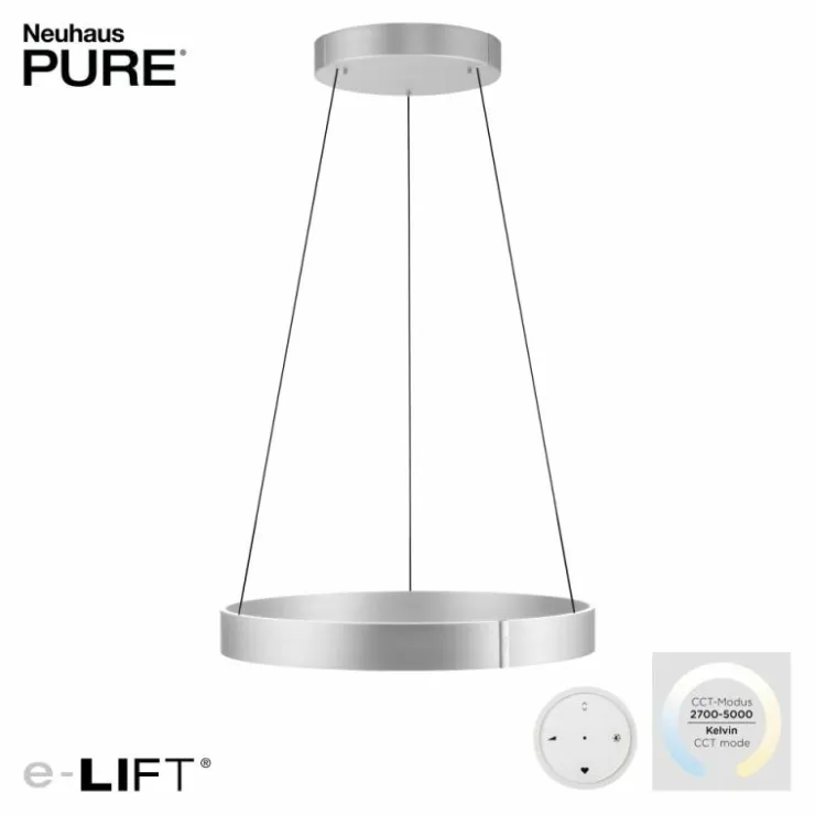 Luminaires Paul Neuhaus Éclairage Led|Suspension Paul-Neuhaus PURE E-CLIPSE LED Argenté, 2 lumières, Télécommandes