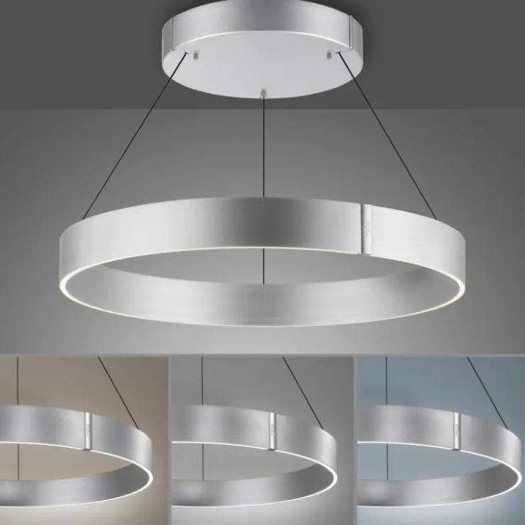Luminaires Paul Neuhaus Éclairage Led|Suspension Paul-Neuhaus PURE E-CLIPSE LED Argenté, 2 lumières, Télécommandes