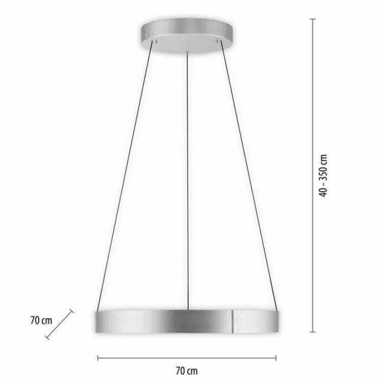 Luminaires Paul Neuhaus Éclairage Led|Suspension Paul-Neuhaus PURE E-CLIPSE LED Argenté, 2 lumières, Télécommandes
