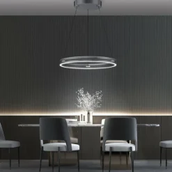 Luminaires Paul Neuhaus Éclairage Led|Suspension Paul-Neuhaus PURE E-LOOP LED Gris, 2 lumières, Télécommandes
