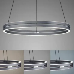 Luminaires Paul Neuhaus Éclairage Led|Suspension Paul-Neuhaus PURE E-LOOP LED Gris, 2 lumières, Télécommandes