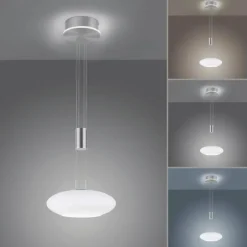 Suspension Paul-Neuhaus Q-ETIENNE LED Acier brossé, 2 lumières, Télécommandes