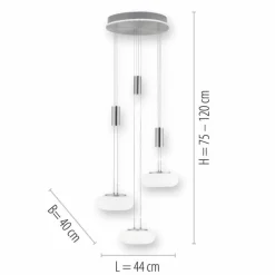 Suspension Paul-Neuhaus Q-ETIENNE LED Acier brossé, 4 lumières, Télécommandes