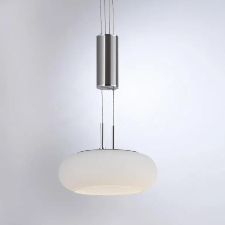 Suspension Paul-Neuhaus Q-ETIENNE LED Acier brossé, 4 lumières, Télécommandes