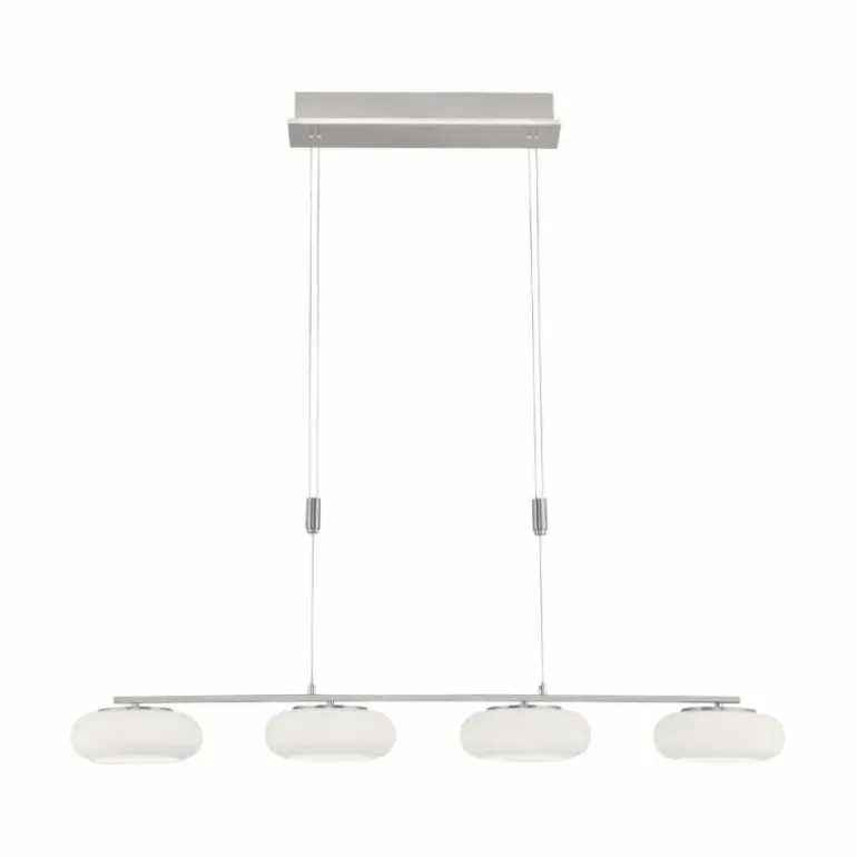 Suspension Paul-Neuhaus Q-ETIENNE LED Acier brossé, 4 lumières, Télécommandes