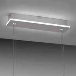 Suspension Paul-Neuhaus Q-ETIENNE LED Acier brossé, 4 lumières, Télécommandes