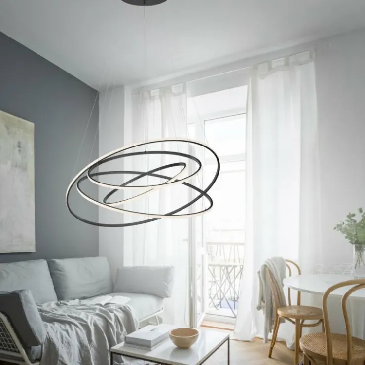 Luminaires Paul Neuhaus Éclairage Led|Suspension Paul-Neuhaus TESSARA LED Anthracite, 1 lumière, Télécommandes