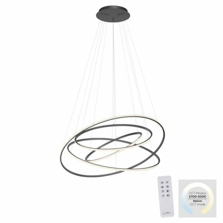 Luminaires Paul Neuhaus Éclairage Led|Suspension Paul-Neuhaus TESSARA LED Anthracite, 1 lumière, Télécommandes