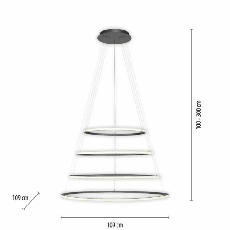 Luminaires Paul Neuhaus Éclairage Led|Suspension Paul-Neuhaus TESSARA LED Anthracite, 1 lumière, Télécommandes