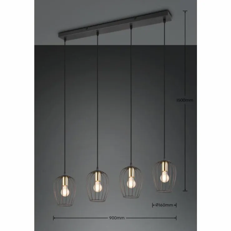 Luminaires Reality Suspensions|Suspension Reality Grid Noir, 4 lumières