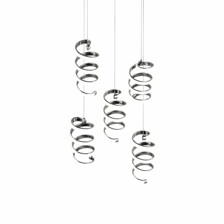 Luminaires Reality Suspensions|Suspension Reality Laola LED Chrome, 5 lumières