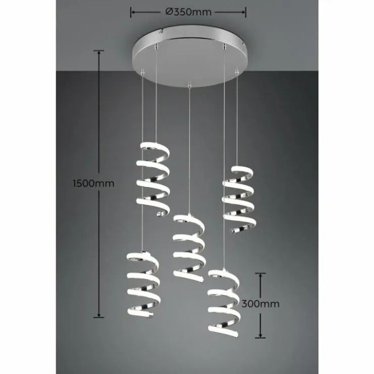 Luminaires Reality Suspensions|Suspension Reality Laola LED Chrome, 5 lumières