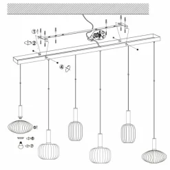 Luminaires Steinhauer Suspensions|Suspension Steinhauer Aureole Noir, 6 lumières