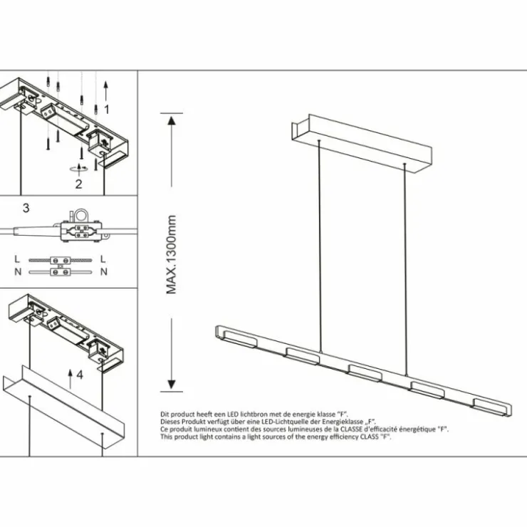 Luminaires Steinhauer Éclairage Led|Suspension Steinhauer Bloc LED Acier brossé, 7 lumières