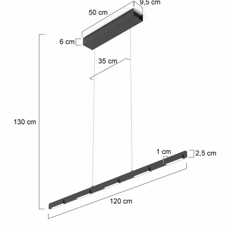 Luminaires Steinhauer Éclairage Led|Suspension Steinhauer Bloc LED Noir, 7 lumières