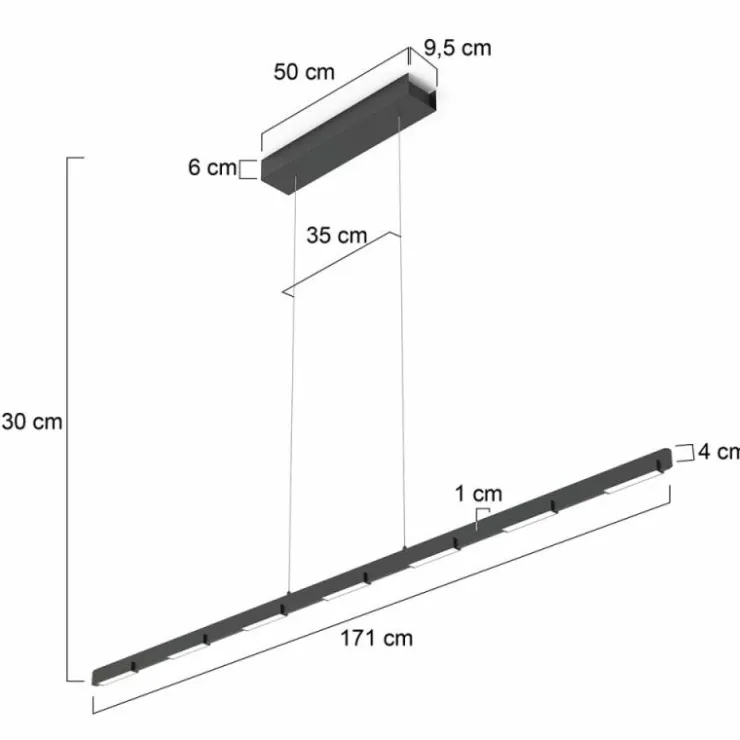Luminaires Steinhauer Éclairage Led|Suspension Steinhauer Bloc LED Noir, 11 lumières