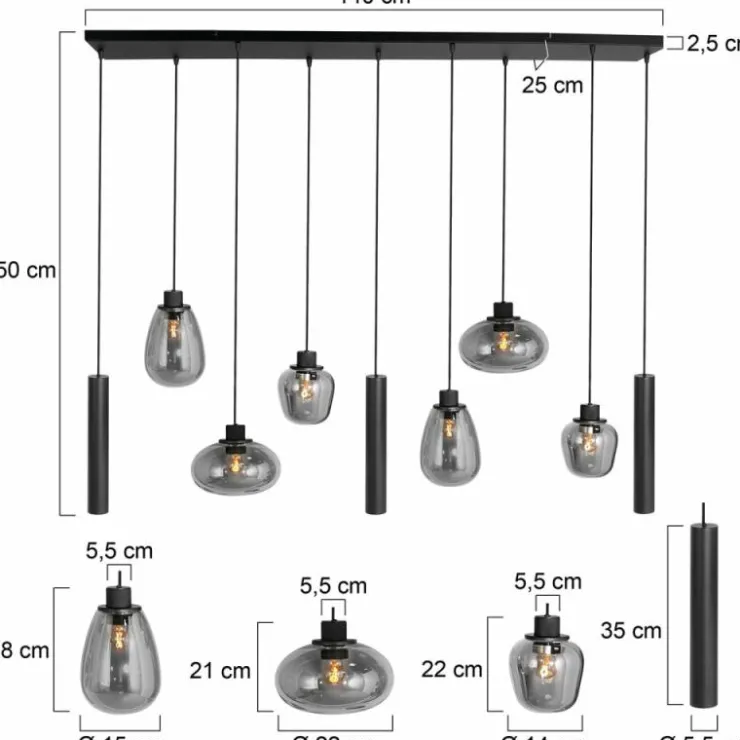 Luminaires Steinhauer Éclairage Led|Suspension Steinhauer Reflexion LED, 9 lumières