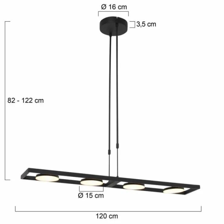 Luminaires Steinhauer Éclairage Led|Suspension Steinhauer Soleil LED Noir, 4 lumières