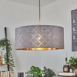 hofstein Suspensions|Suspension Tallaboa Gris, Cuivre, 1 lumière