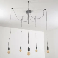 hofstein Suspensions|Suspension Tenna Gris, 5 lumières