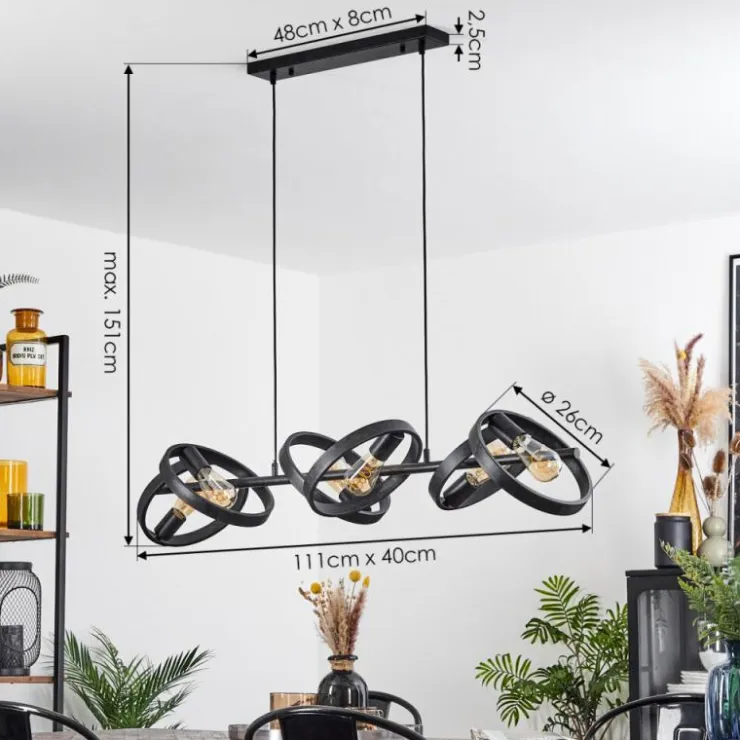 hofstein Suspensions|Suspension Theareabarivat Anthracite, 6 lumières