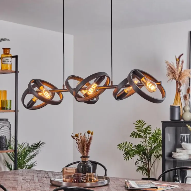 hofstein Suspensions|Suspension Theareabarivat Anthracite, 6 lumières