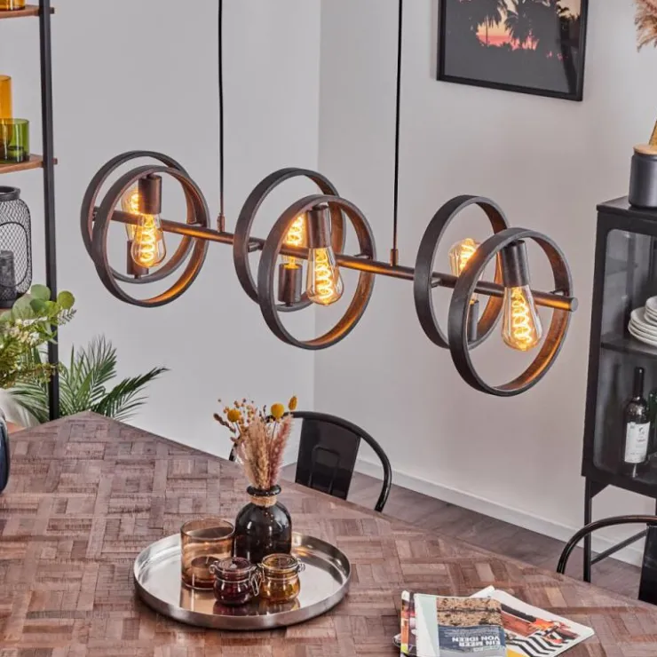 hofstein Suspensions|Suspension Theareabarivat Anthracite, 6 lumières