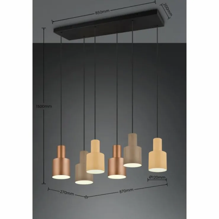 Luminaires Trio Suspensions|Suspension Trio AGUDO Noir, 6 lumières