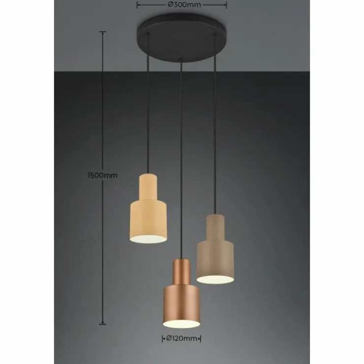 Luminaires Trio Suspensions|Suspension Trio AGUDO Noir, 3 lumières
