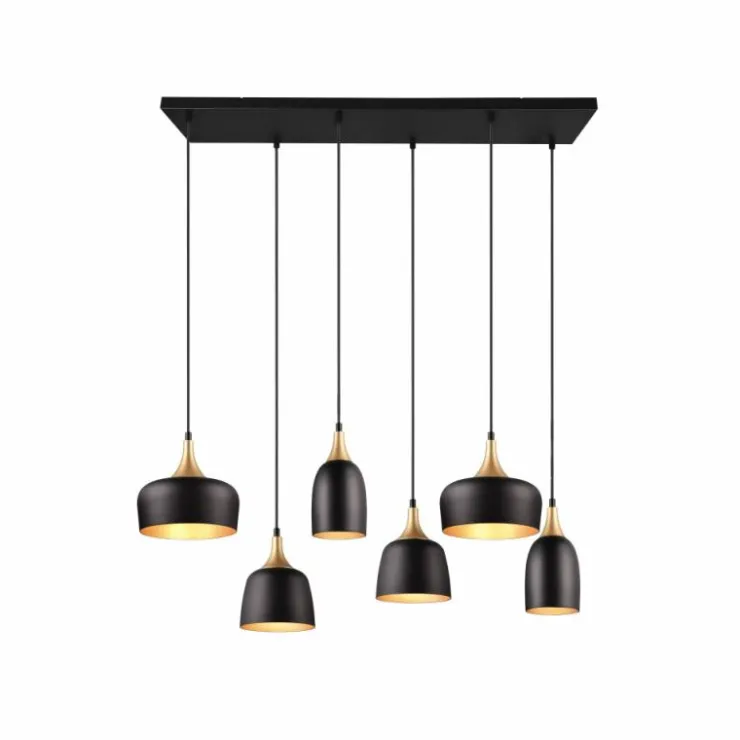 Luminaires Trio Suspensions|Suspension Trio Chiraz Noir, 6 lumières