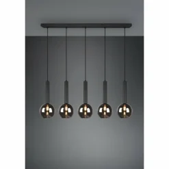 Luminaires Trio Suspensions|Suspension Trio Clayton Noir, 5 lumières