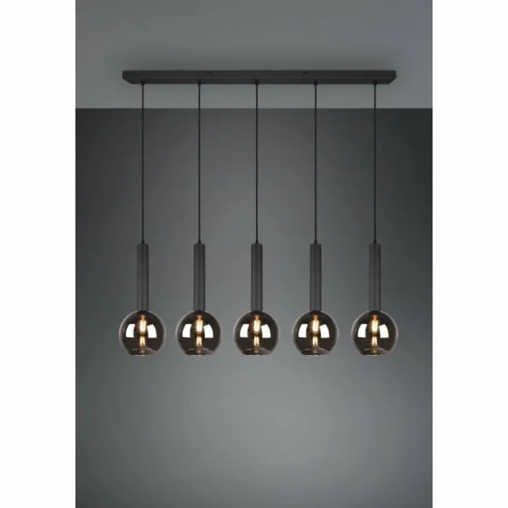 Luminaires Trio Suspensions|Suspension Trio Clayton Noir, 5 lumières
