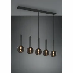 Luminaires Trio Suspensions|Suspension Trio Clayton Noir, 5 lumières