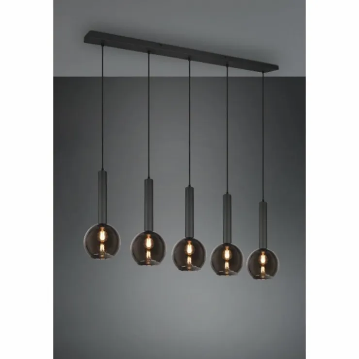 Luminaires Trio Suspensions|Suspension Trio Clayton Noir, 5 lumières