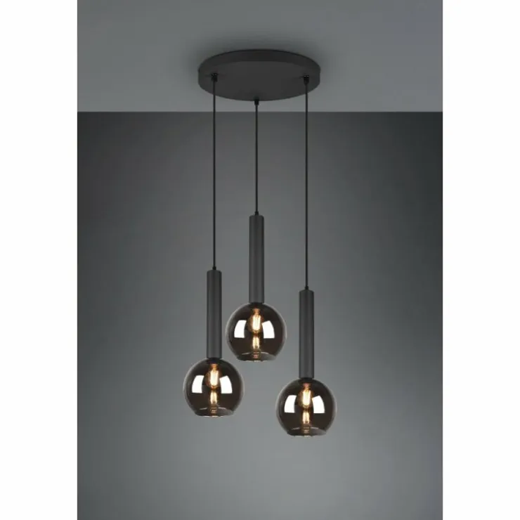 Luminaires Trio Suspensions|Suspension Trio Clayton Noir, 3 lumières