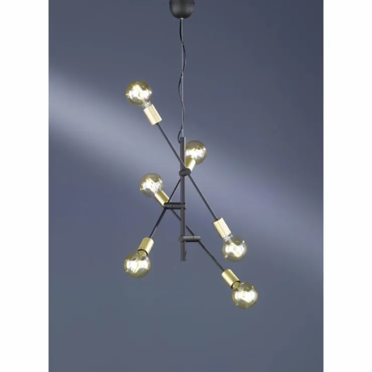 Luminaires Trio Suspensions|Suspension Trio CROSS Noir, 6 lumières