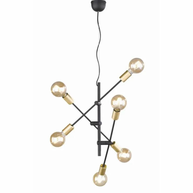 Luminaires Trio Suspensions|Suspension Trio CROSS Noir, 6 lumières